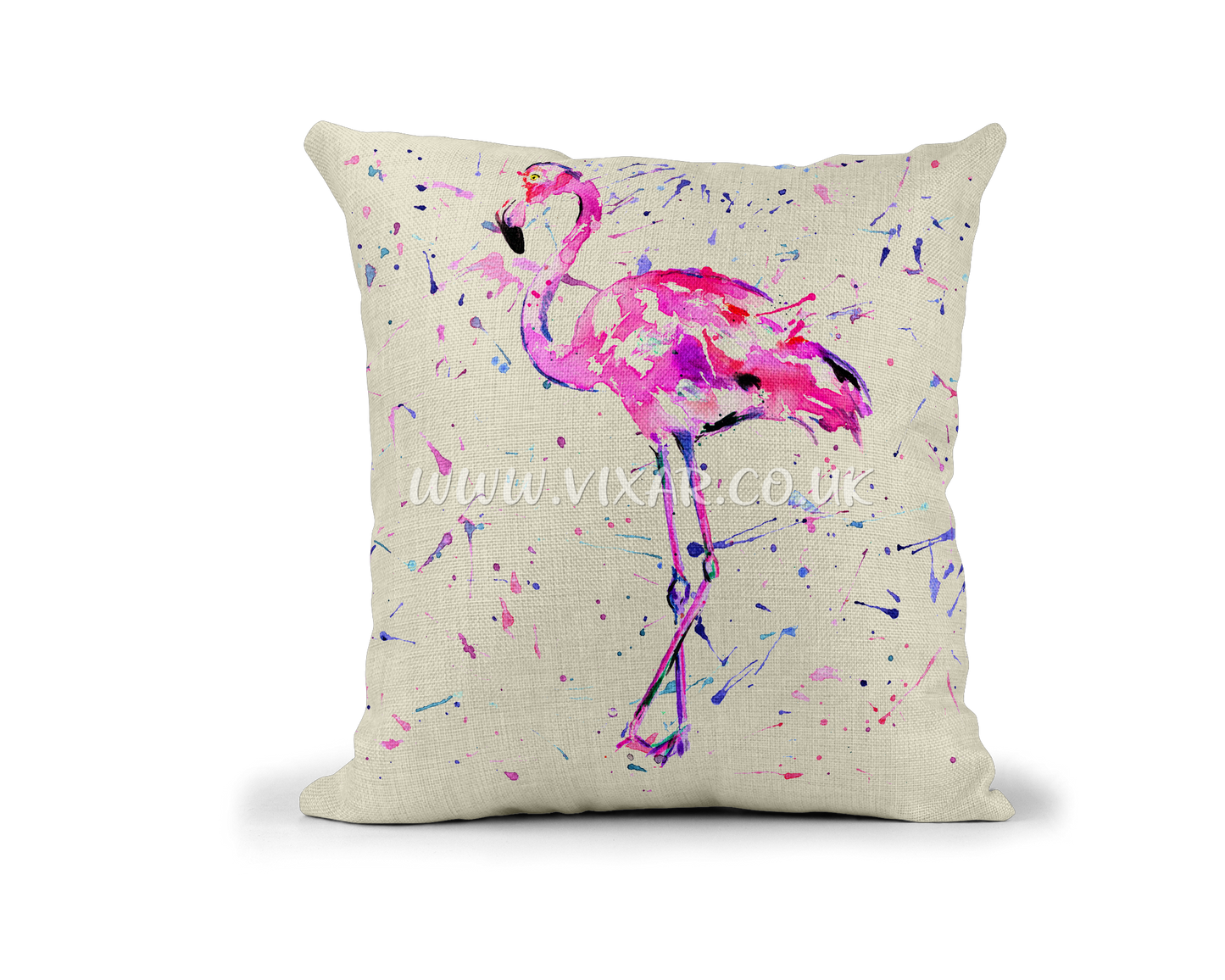 Flamingo Bird animals Watercolour Rainbow Linnen Cushion With filling or cover only, 40x40cm