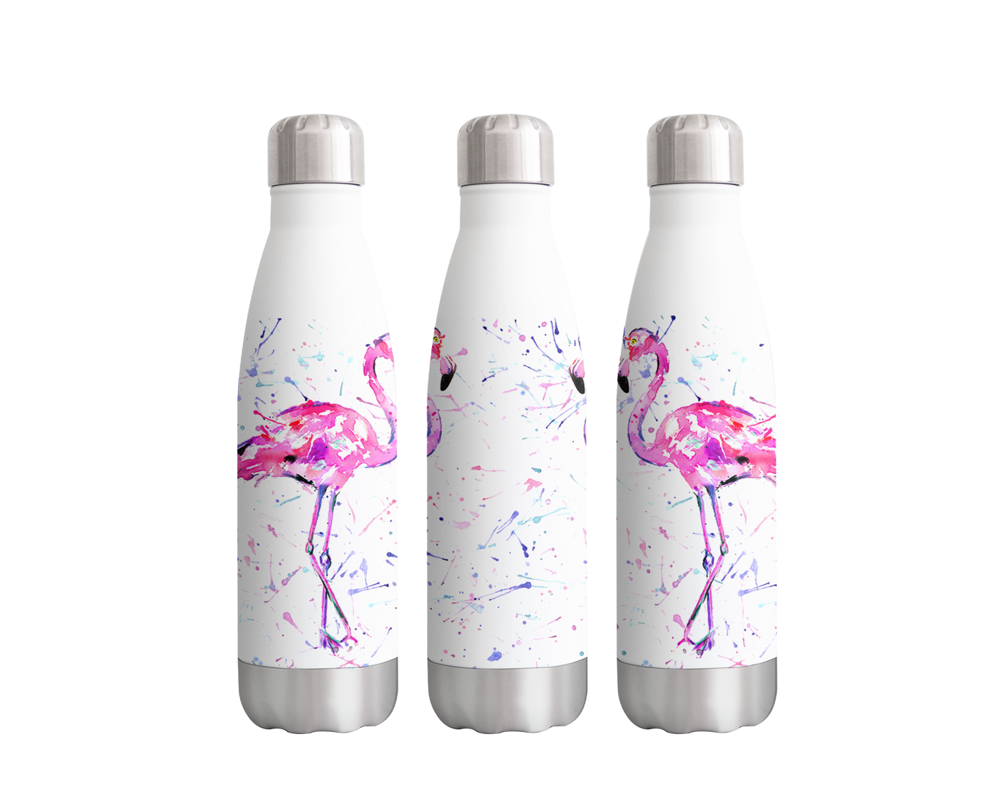 Flamingo Bird Animals Watercolour Rainbow Art Bottle  500ml