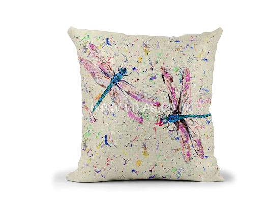 Dragonfly Dragonflies insect animals wildlife Watercolour Rainbow Linnen Cushion With filling or cover only, 40x40cm