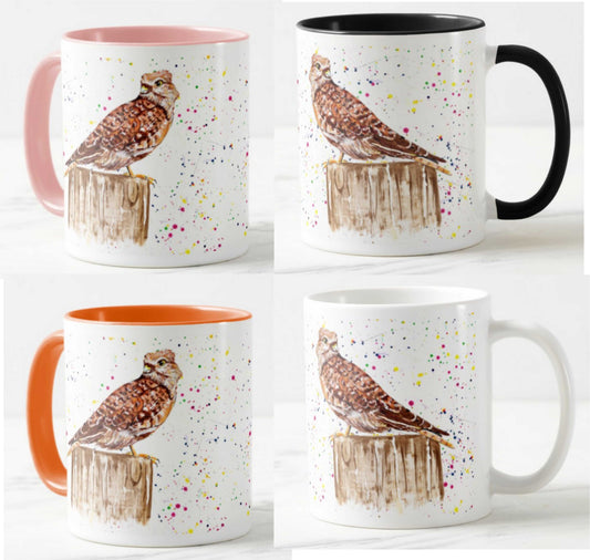 Sparrowhawk Bird of prey Bird Animal Watercolour Rainbow Art Coloured Mug Cup