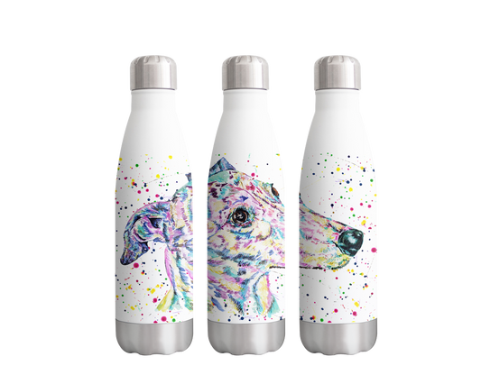 Greyhound Racing Dog Pet Watercolour Rainbow Art Bottle  500ml