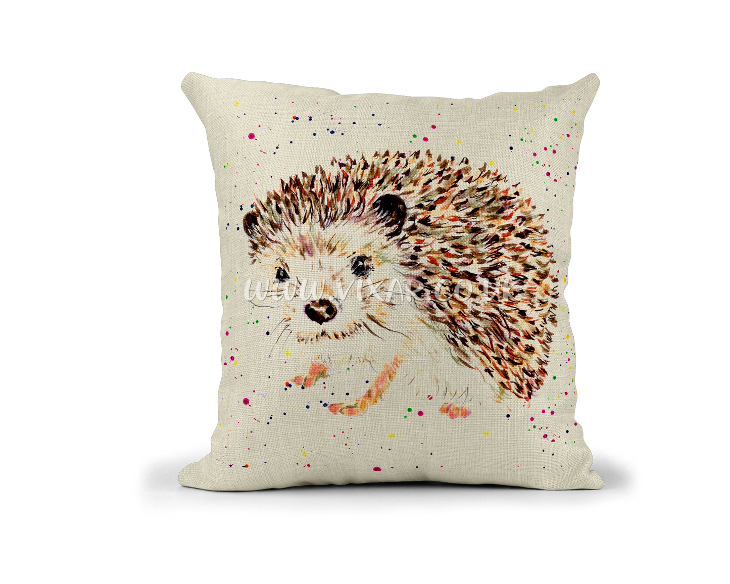 Hedgehog Hand painted wildlife animals Watercolour Linnen Cushion With filling or cover only, 40x40cm