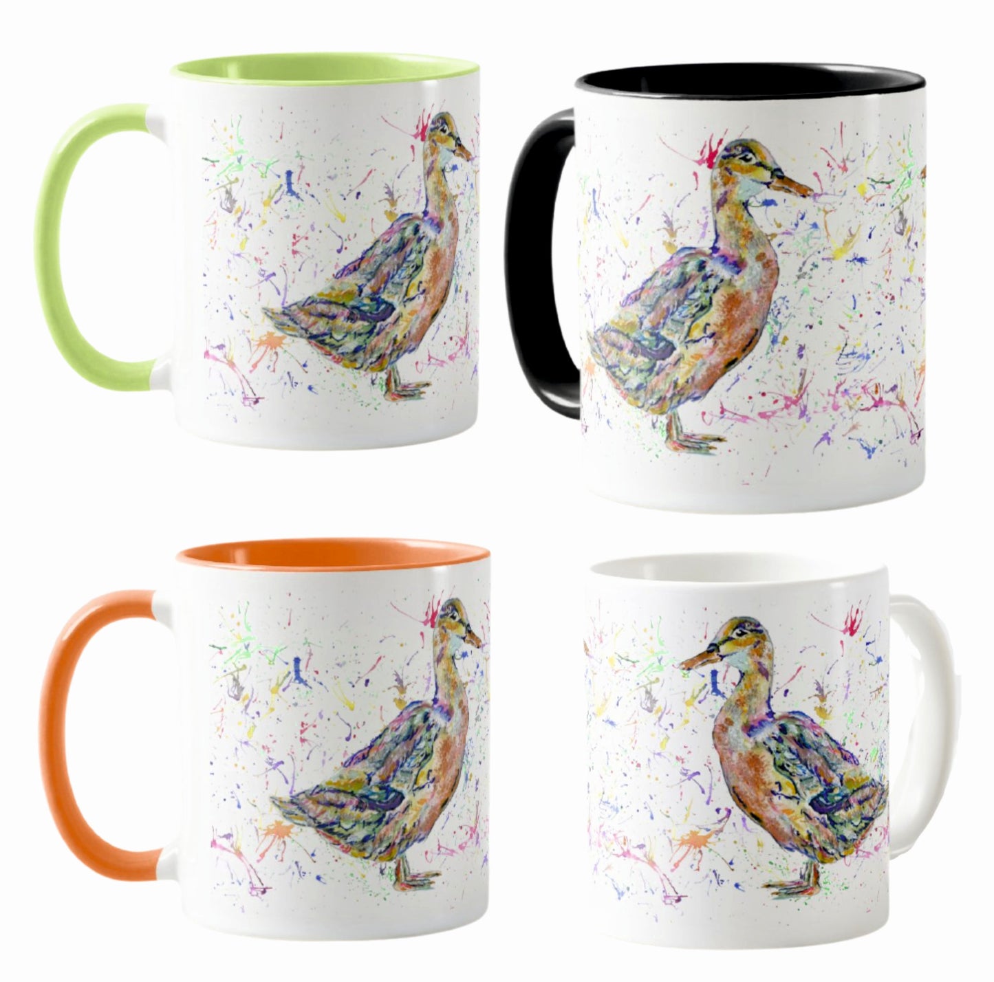 Duck Farm Animal Watercolour Rainbow Art Coloured Mug Cup