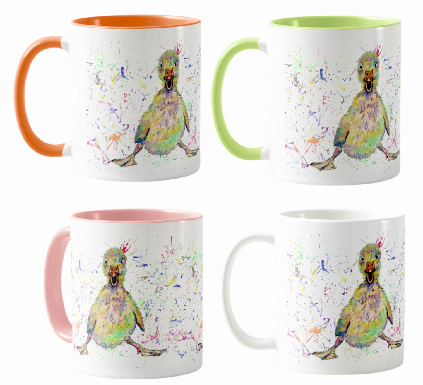 Duckling baby Duck Farm Animal Watercolour Rainbow Art Coloured Mug Cup