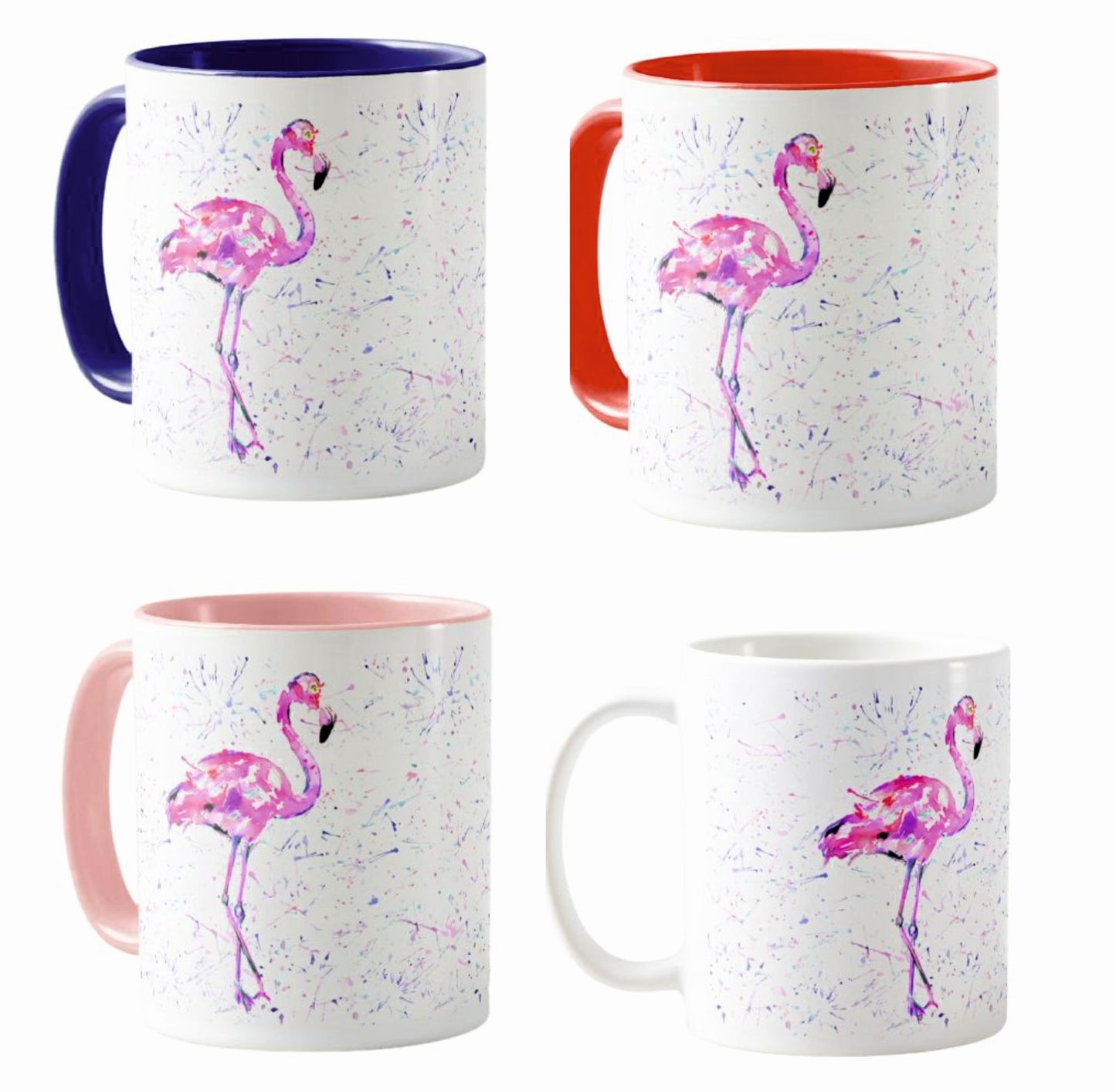 Flamingo Bird animals Watercolour Rainbow Art Coloured Mug Cup