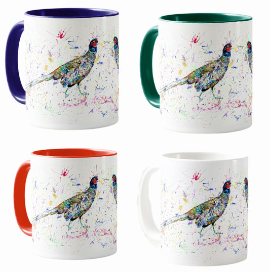 Pheasant Bird wildlife Animal Watercolour Rainbow Art Coloured Mug Cup