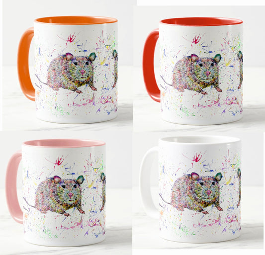 Rat Rodent animals Watercolour Rainbow Art Coloured Mug Cup