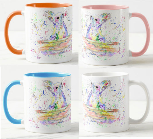 Squirrel British Wildlife Animals Watercolour Rainbow Art Coloured Mug Cup