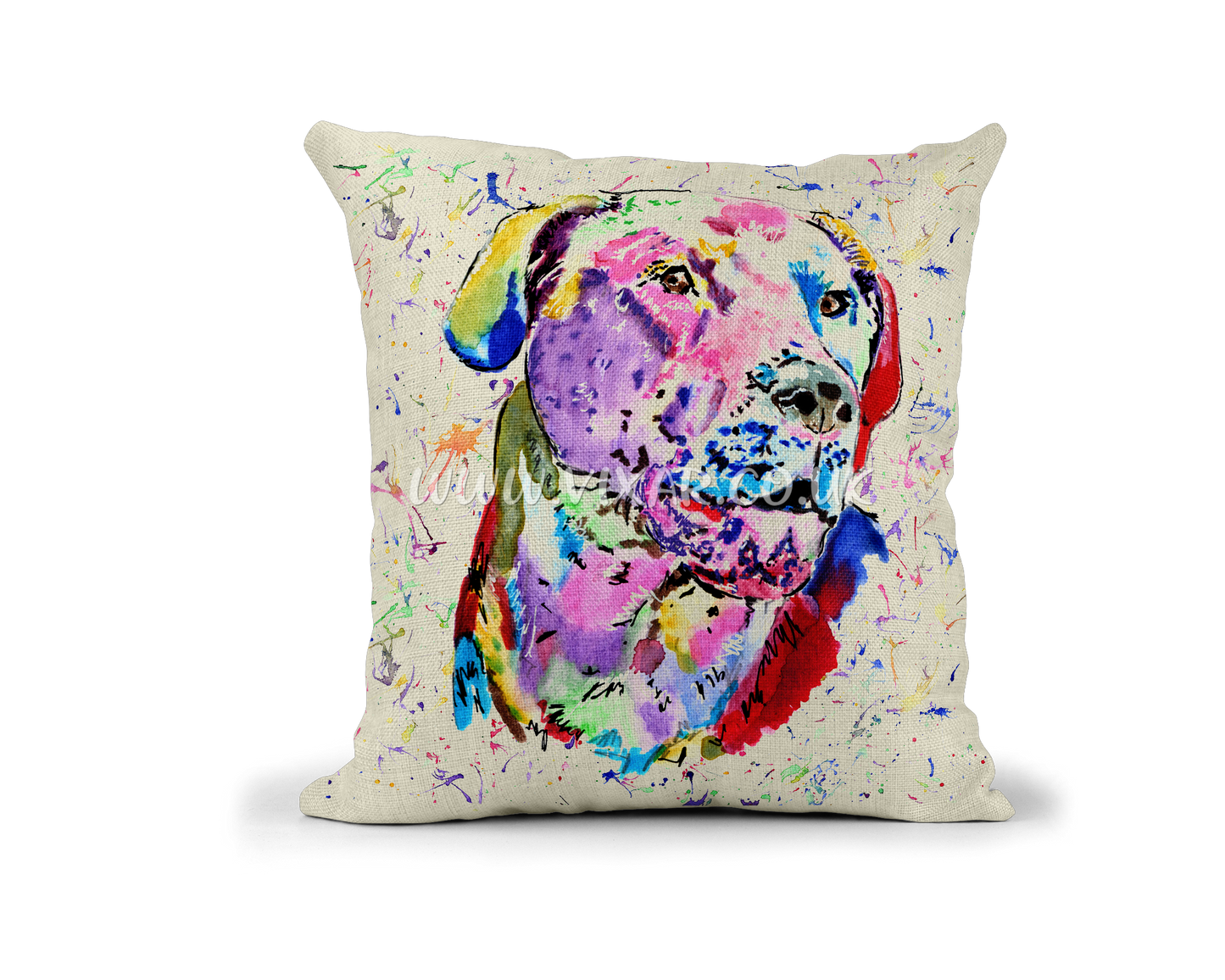 Labrador Dog Gundog Pet animals Watercolour Rainbow Linnen Cushion With filling or cover only, 40x40cm