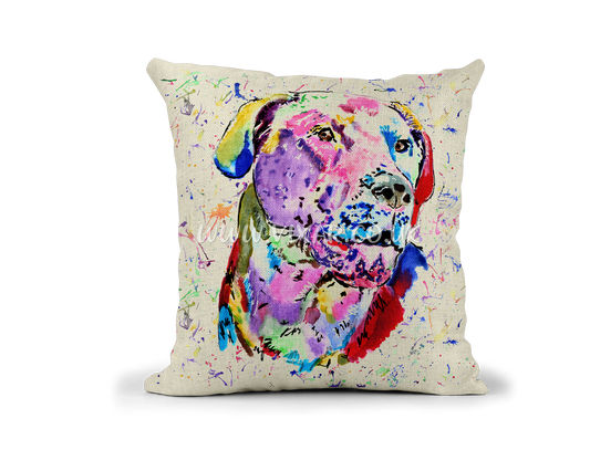 Labrador Dog Gundog Pet animals Watercolour Rainbow Linnen Cushion With filling or cover only, 40x40cm