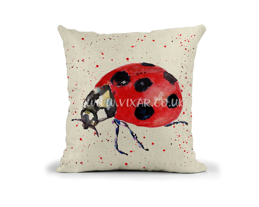Ladybird ladybug wildlife insect animals Watercolour Rainbow Linnen Cushion With filling or cover only, 40x40cm