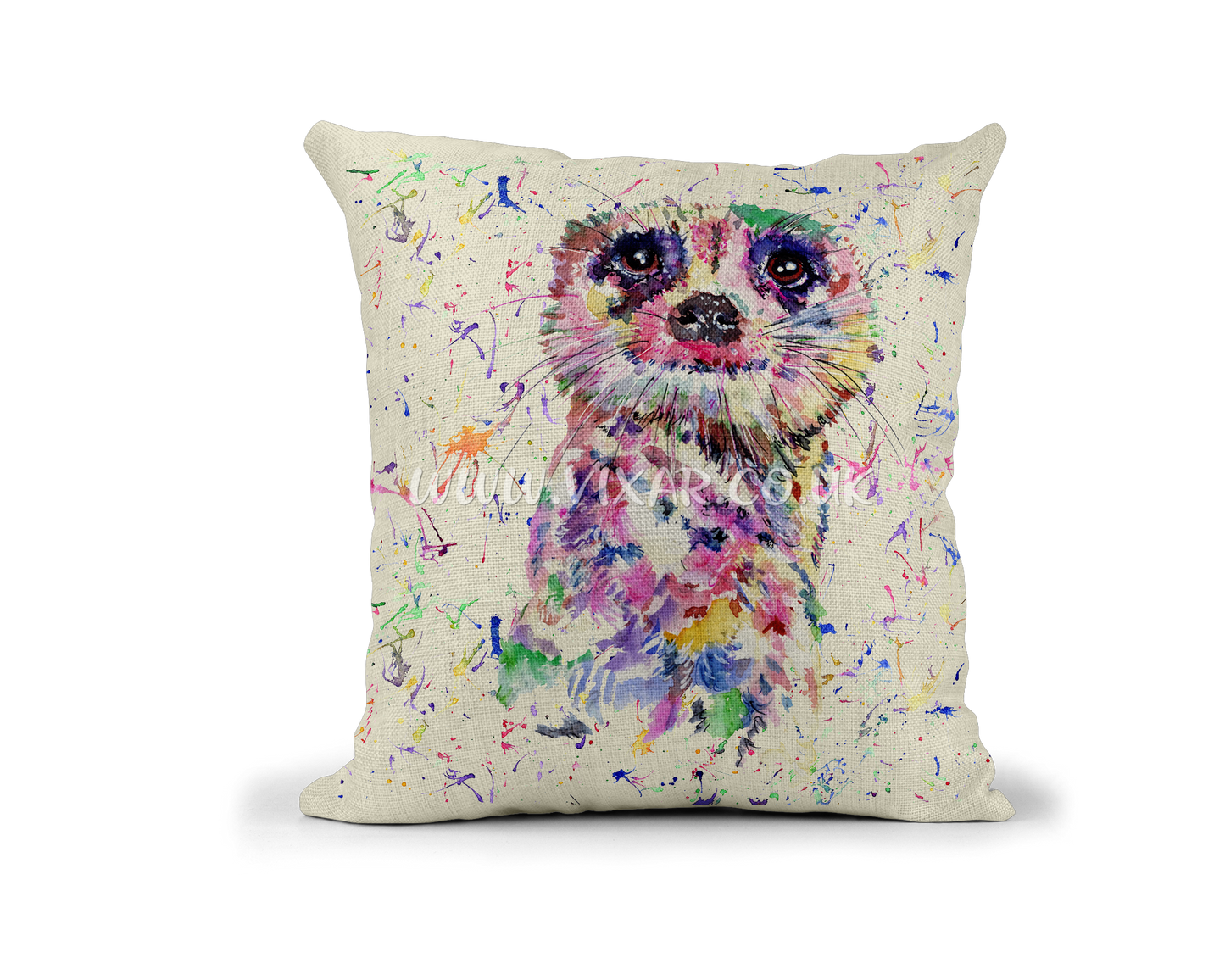 Meerkat Dessert Safai animals Watercolour Rainbow Linnen Cushion With filling or cover only, 40x40cm