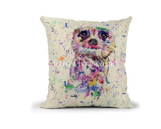Meerkat Dessert Safai animals Watercolour Rainbow Linnen Cushion With filling or cover only, 40x40cm