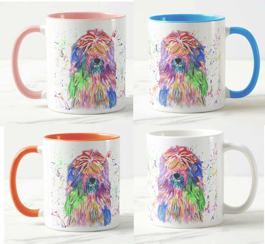 Old English Sheepdog Dog Pet Animals Watercolour Rainbow Art Coloured Mug Cup