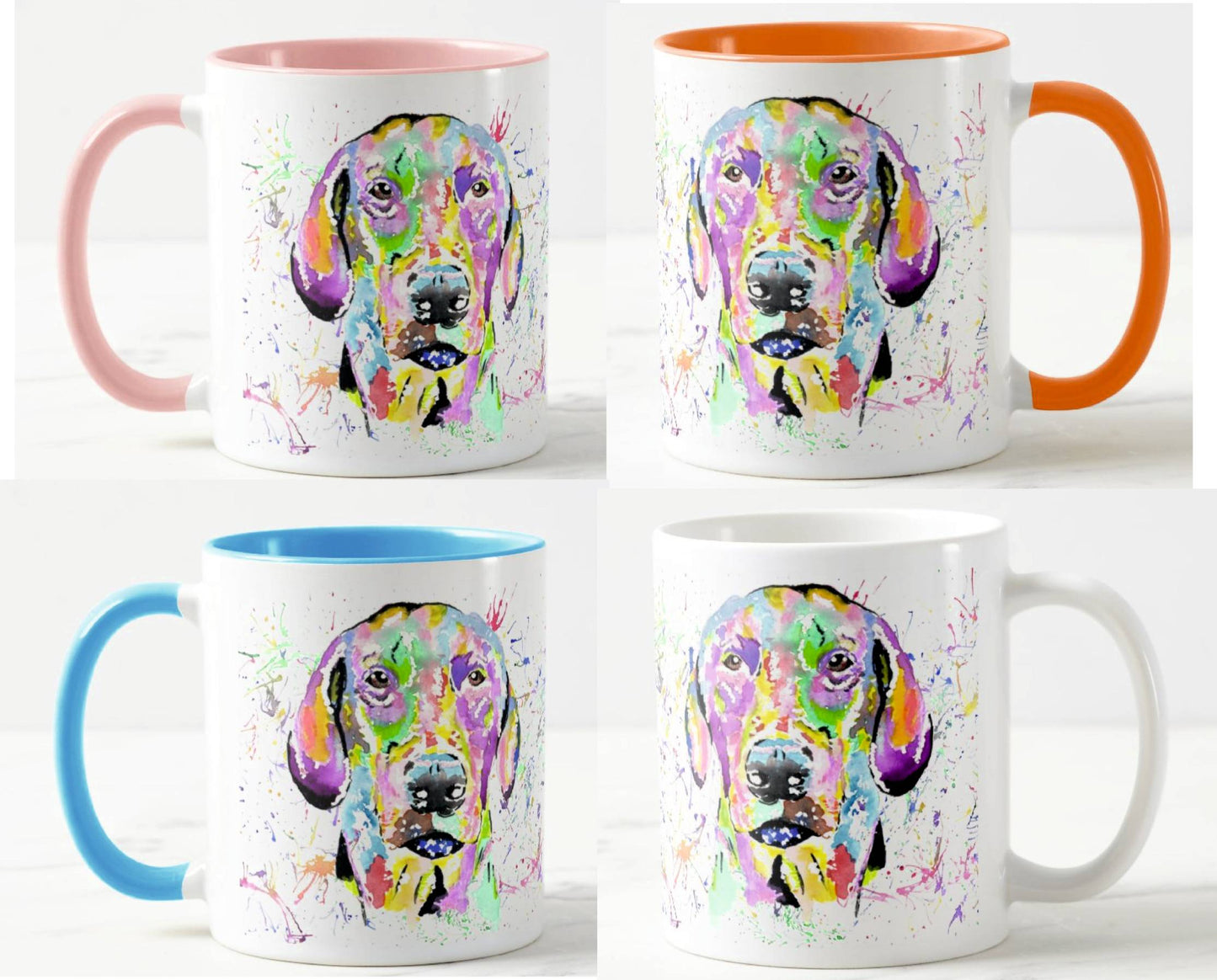 Doberman Dog Pet  Animals Watercolour Rainbow Art Coloured Mug Cup