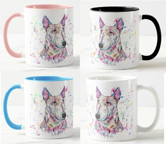Bully English Bull Terrier Dog Pet Animals Watercolour Rainbow Art Coloured Mug Cup