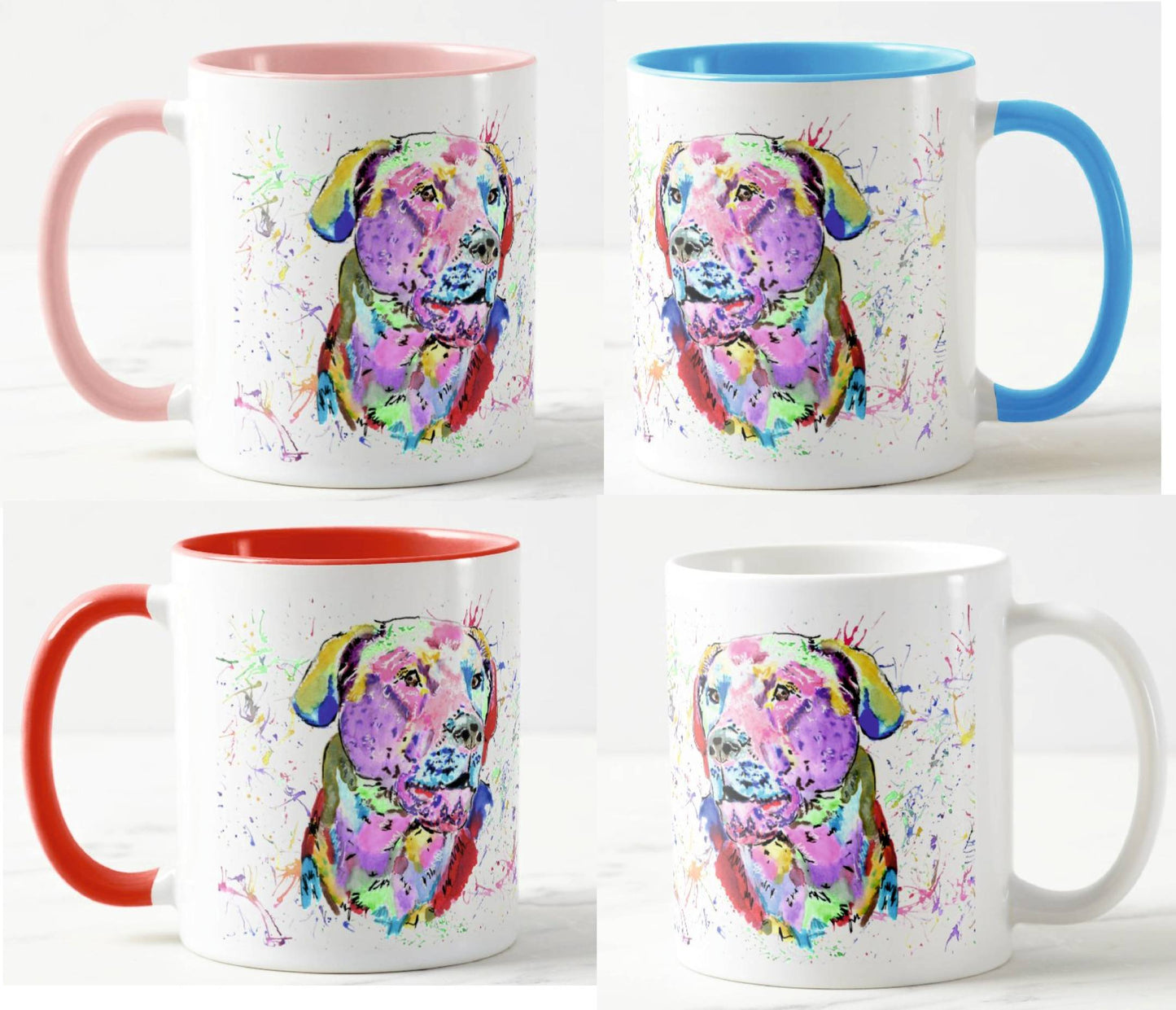 Labrador Dog Gundog Pet Animals Watercolour Rainbow Art Coloured Mug Cup