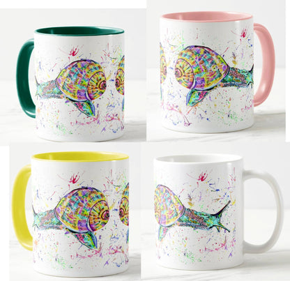 Snail Animals Watercolour Rainbow Art Coloured Mug Cup