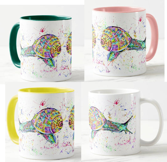 Snail Animals Watercolour Rainbow Art Coloured Mug Cup