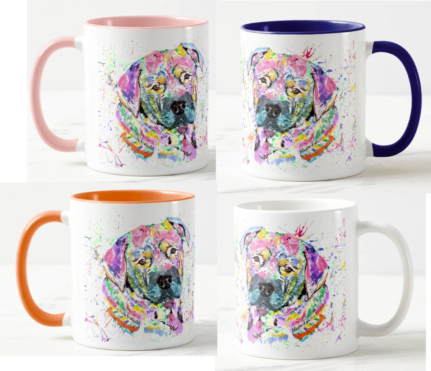 Rottweiler Rotti Dog Pet Animals Watercolour Rainbow Art Coloured Mug Cup