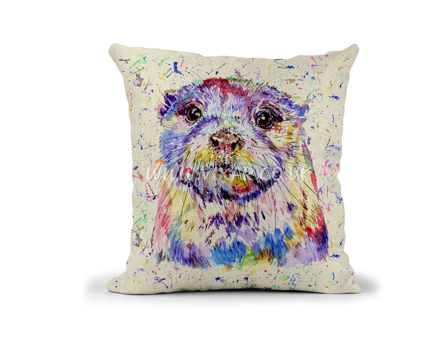Otter wildlife animals Watercolour Rainbow Linnen Cushion With filling or cover only, 40x40cm