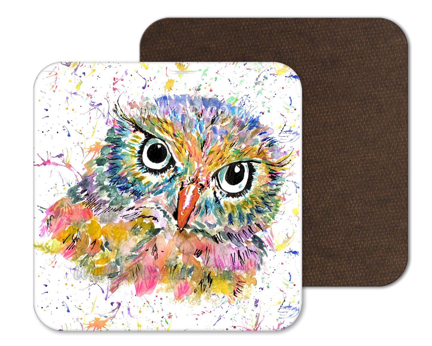 Owl British Wildlife Bird Animals Coasters Watercolour Art