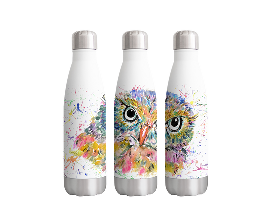 Owl Wildlife Animals Watercolour Rainbow Art Bottle  500ml