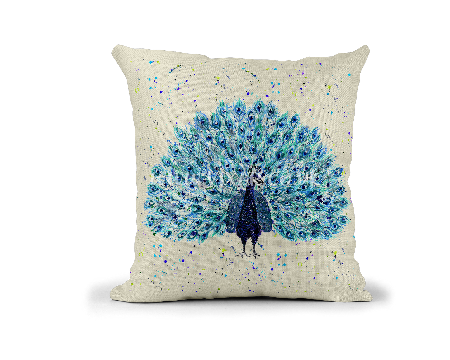 Peacock Bird animals Watercolour Rainbow Linnen Cushion With filling or cover only, 40x40cm