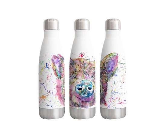 Pig farm Animals Watercolour Rainbow Art Bottle  500ml