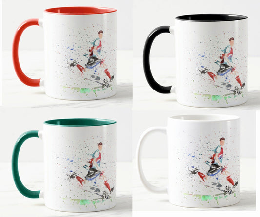 Football Footie Soccer Sport Dad Grandad Watercolour Rainbow Art Coloured Mug Cup