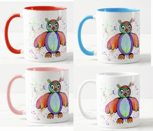 Owl Toys Watercolour Rainbow Art Coloured Mug Cup