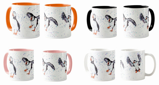 Puffin Bird Animal Watercolour Rainbow Art Coloured Mug Cup