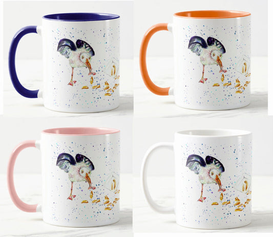 Seagull Eating Chips Beach Seafront Bird Animal Watercolour Rainbow Art Coloured Mug Cup