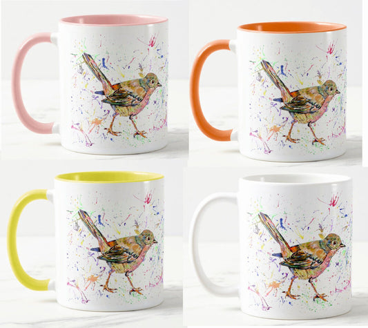 Nightingale Garden Bird animals Watercolour Rainbow Art Coloured Mug Cup