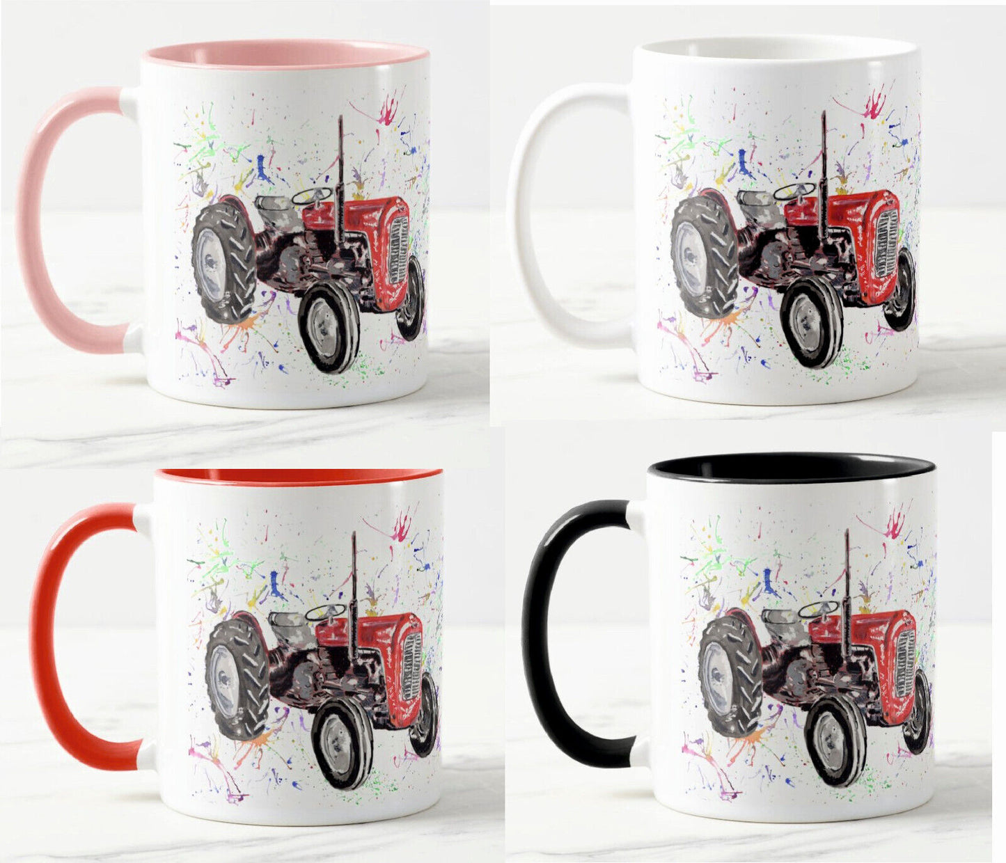 Tractor Truck Dump Watercolour Rainbow Art Coloured Mug Cup