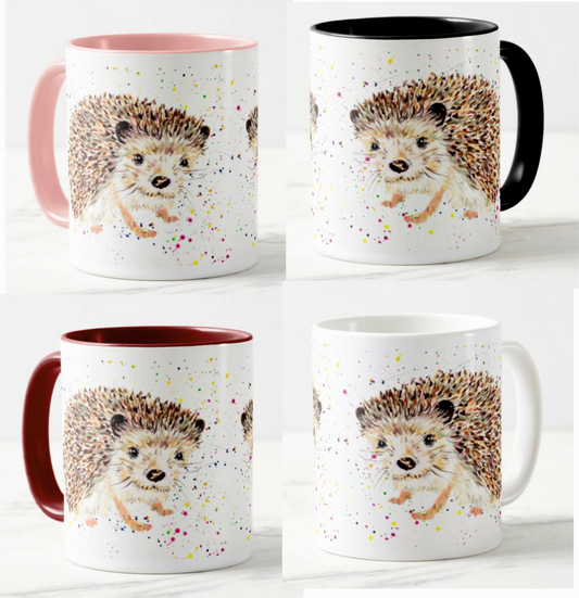 Hedgehog Natural Wildlife Animals Watercolour Art Coloured Mug Cup