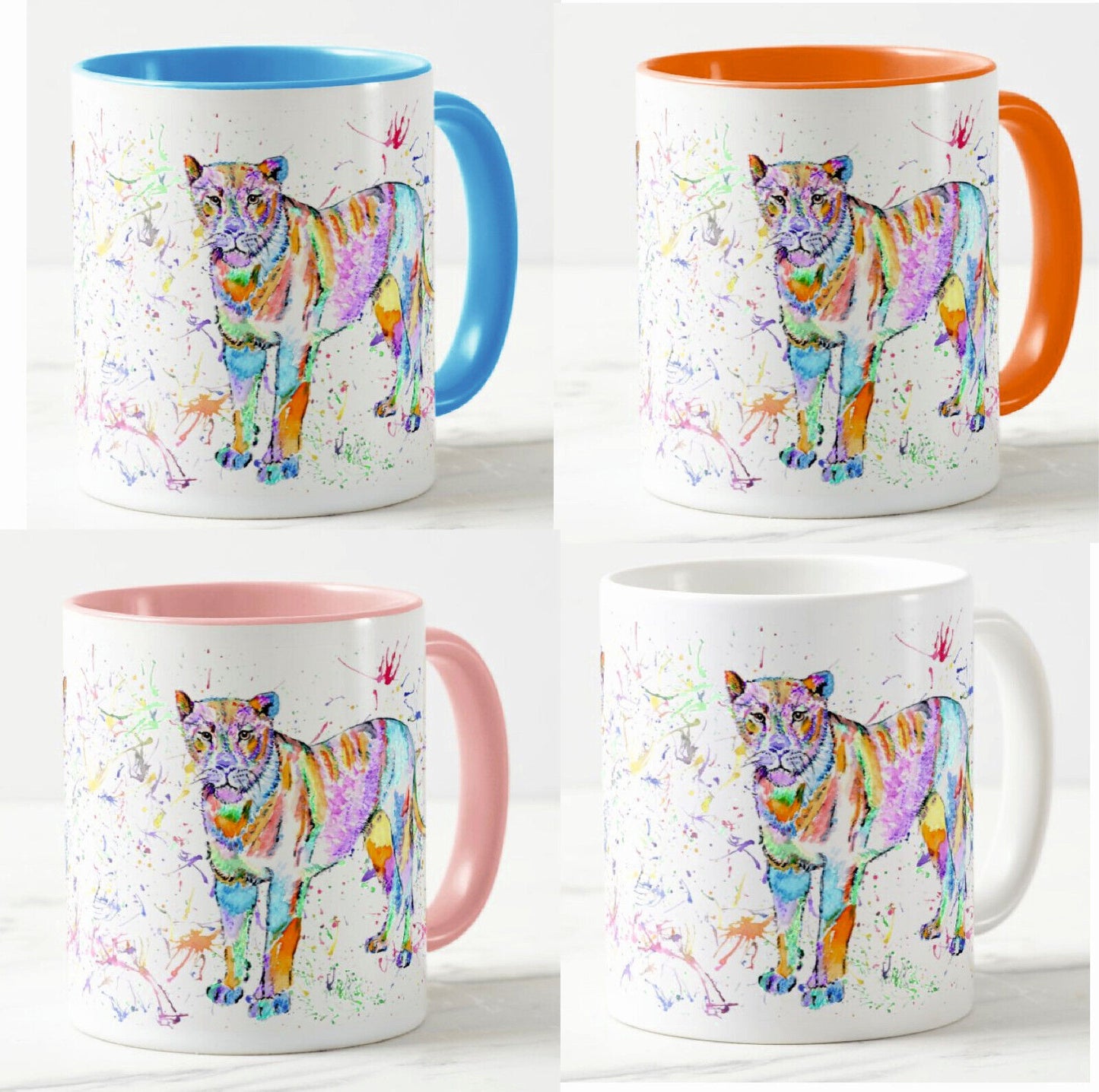 Lioness Lion Big Cat Safari  Animals Watercolour Art Coloured Mug Cup