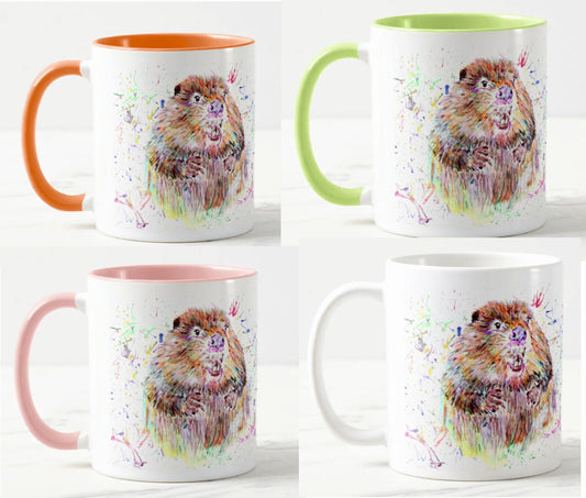 Beaver Animal Watercolour Rainbow Art Coloured Mug Cup