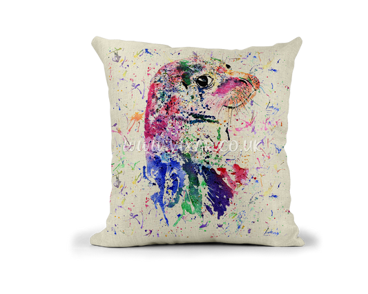 Seal Seals aqua sea ocean animals Watercolour Rainbow Linnen Cushion With filling or cover only, 40x40cm