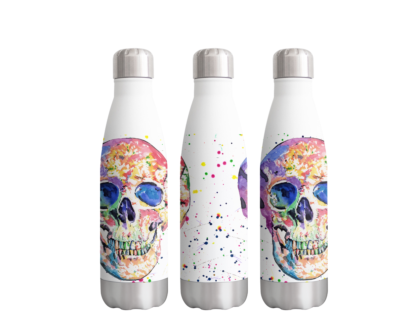 Skull Watercolour Rainbow Art Bottle  500ml