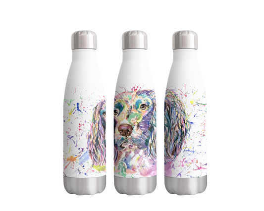 Spaniel Springer Dog Pet Watercolour Rainbow Art Bottle  500ml