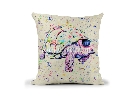 Tortoise aqua sea ocean animals Watercolour Rainbow Linnen Cushion With filling or cover only, 40x40cm