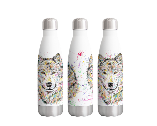 Wolf Wildlife Animals Watercolour Rainbow Art Bottle 500ml