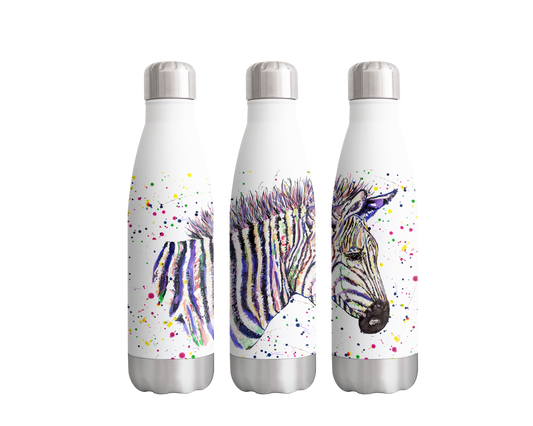 Zebra Wildlife Animals Watercolour Rainbow Art Bottle 500ml